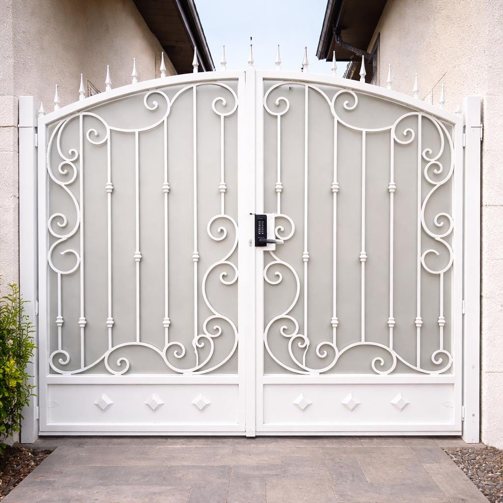 Virella Estate Scroll Driveway Gate | Decorative Wrought Iron Double Security Gate