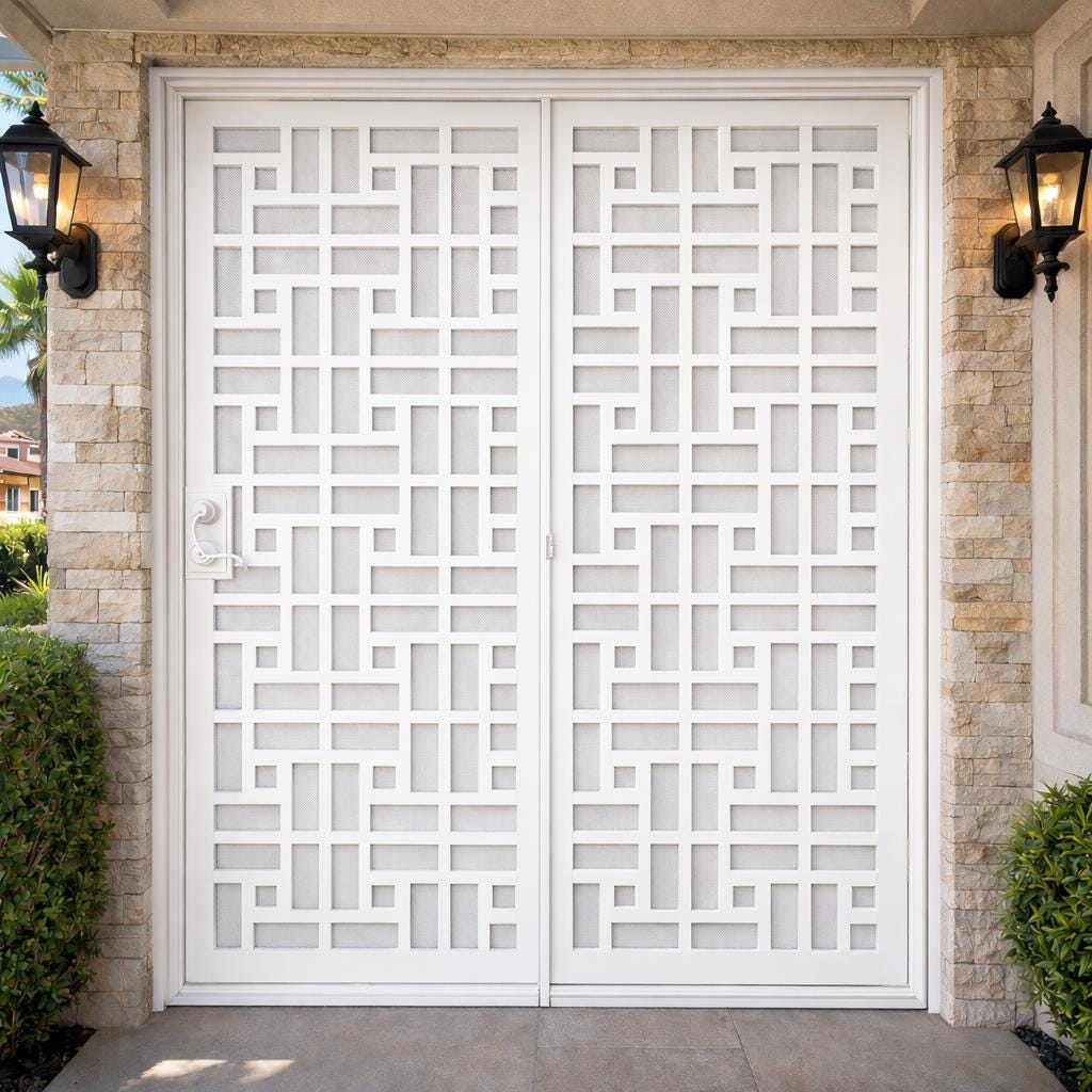 Modern Laser Cut Metal Security Door | Custom Entry Door Installation in Southern California