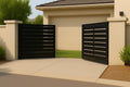 Modern Steel Driveway Gate | Custom Double Swing, Privacy Pattern