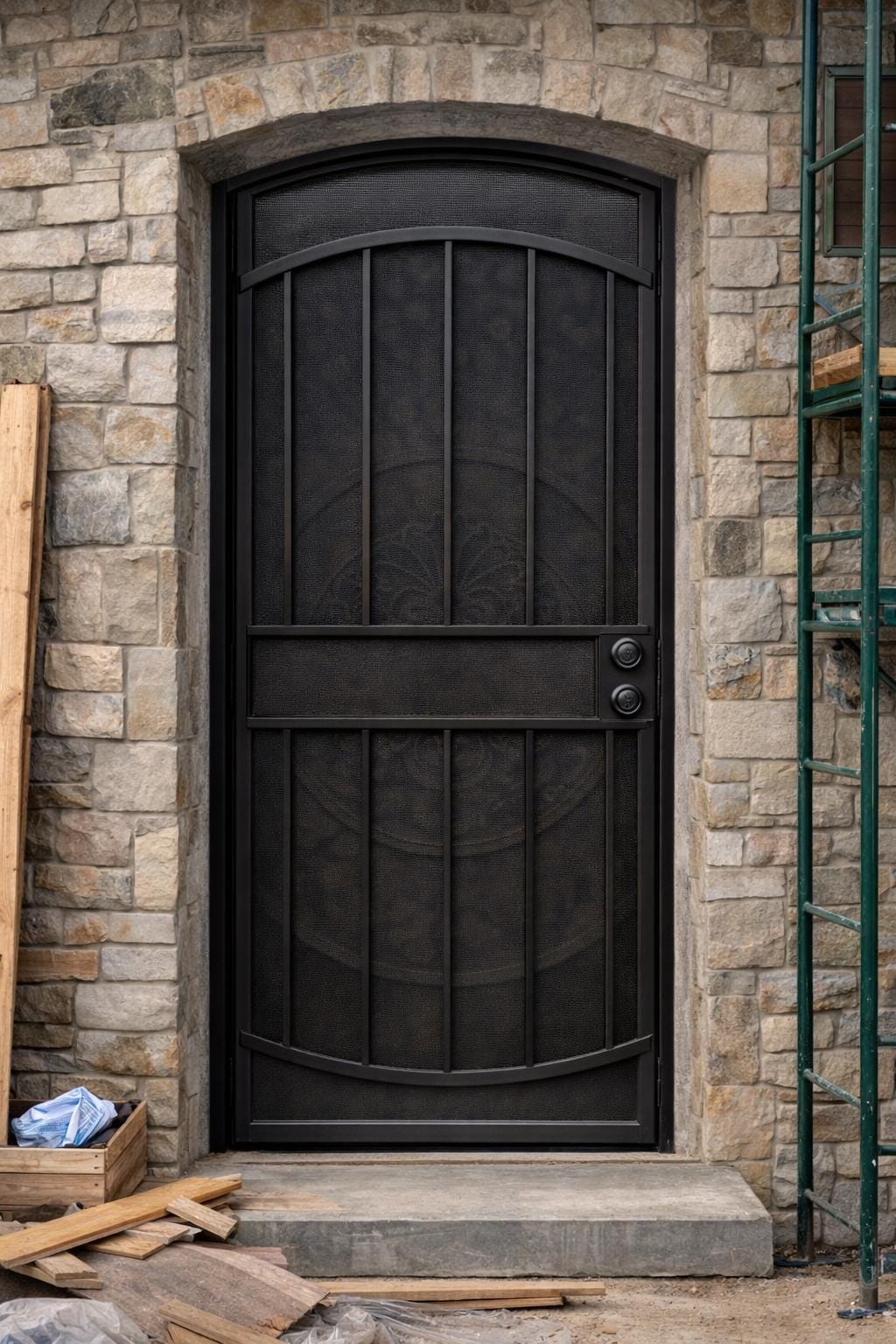 Custom Arched Steel Security Door | Wrought Iron Screen, Heavy Duty