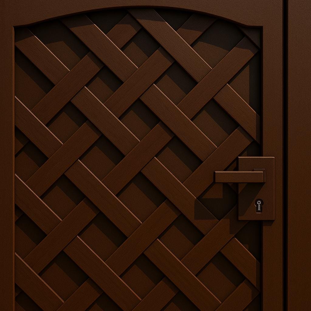 Modern Woven Panel Steel Gate | Privacy Entry Door