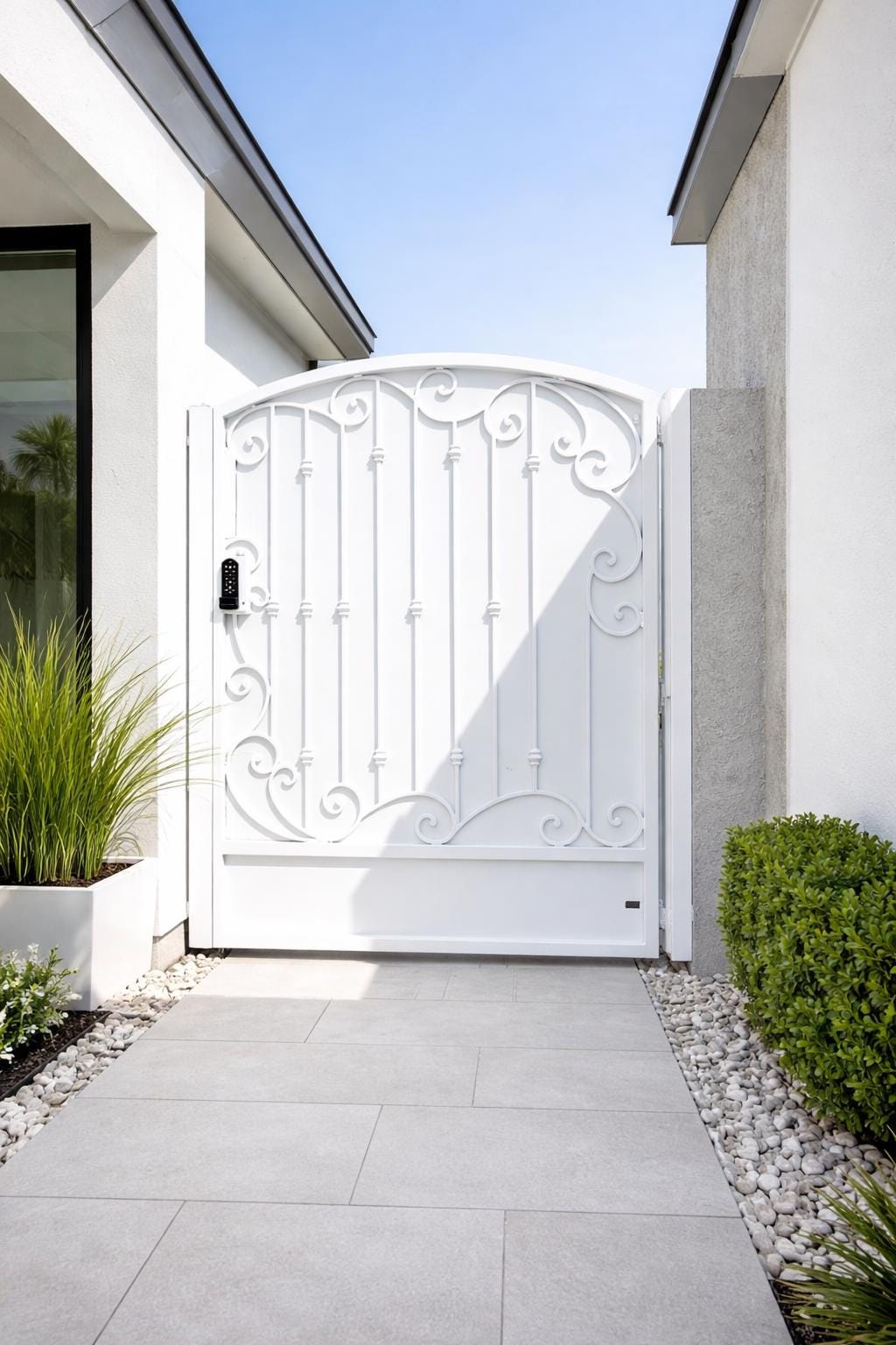 Valerra Scroll Security Gate | Arched Wrought Iron Entry Gate, Custom Steel Privacy Door