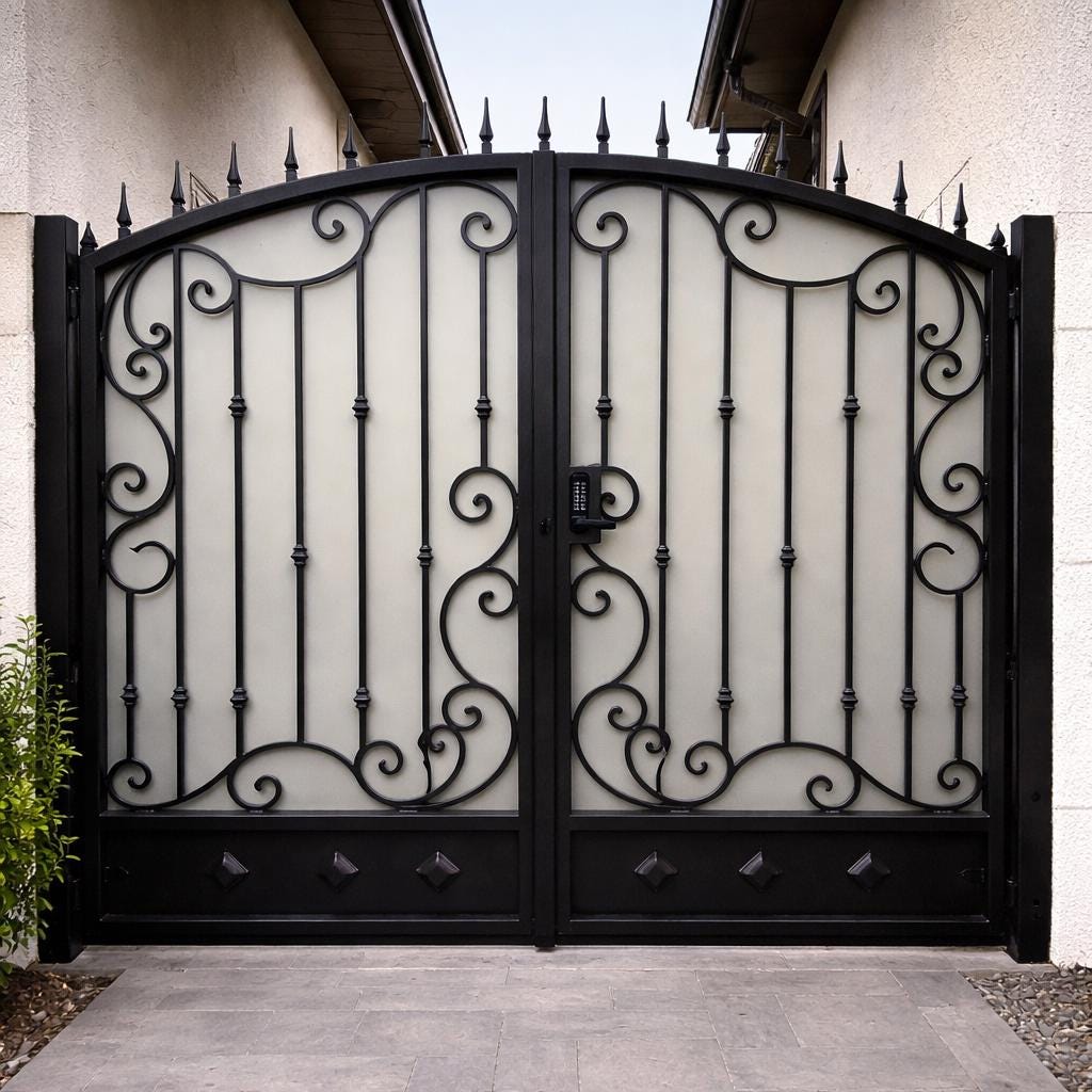 Virella Estate Scroll Driveway Gate | Decorative Wrought Iron Double Security Gate