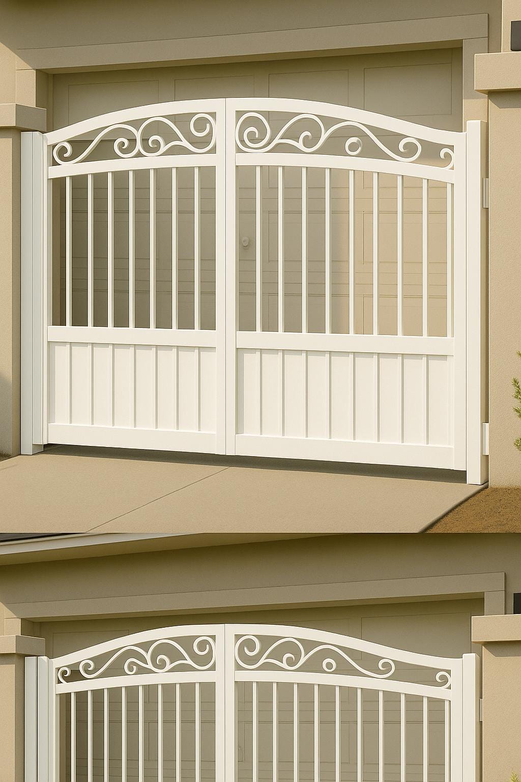 Custom Modern Driveway Gate with Scroll Design • Steel Double Swing Entry Gate • Premium Ornamental Iron Gate • Made-to-Order Security Gate