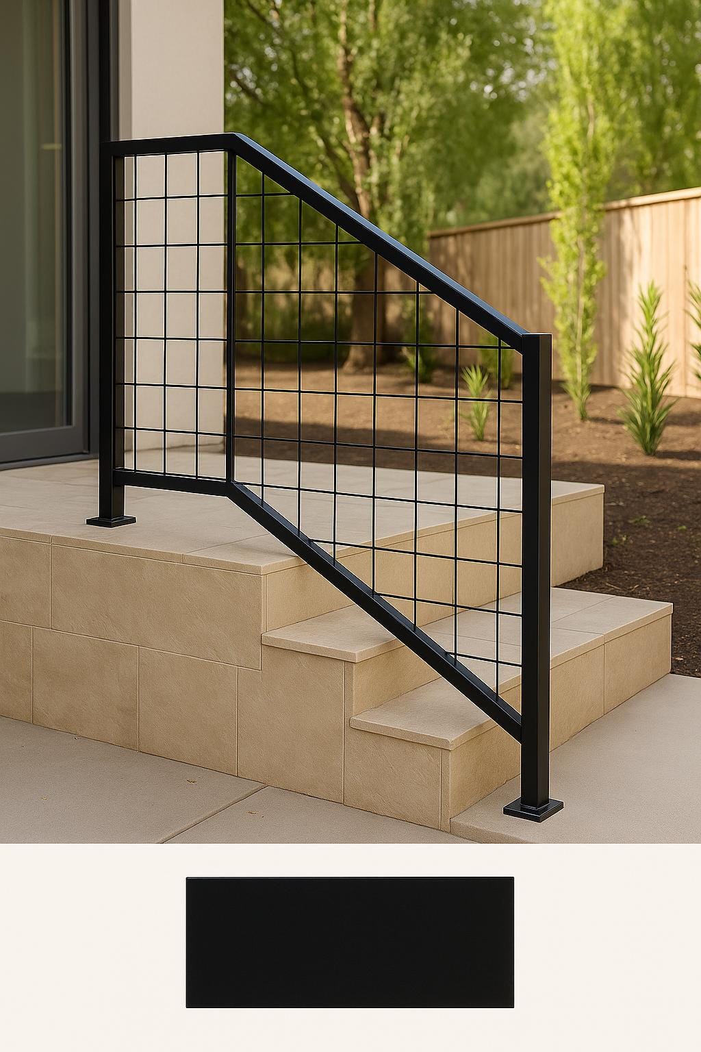 Modern Steel Stair Railing: Welded Wire Indoor Outdoor Handrail