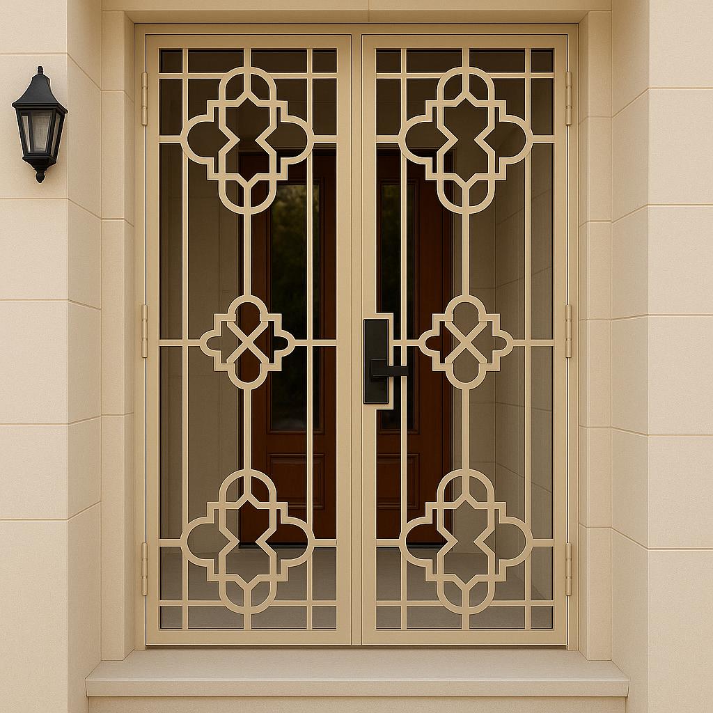 Custom Wrought Iron Double Security Door: Handmade Modern Steel Entry Gate