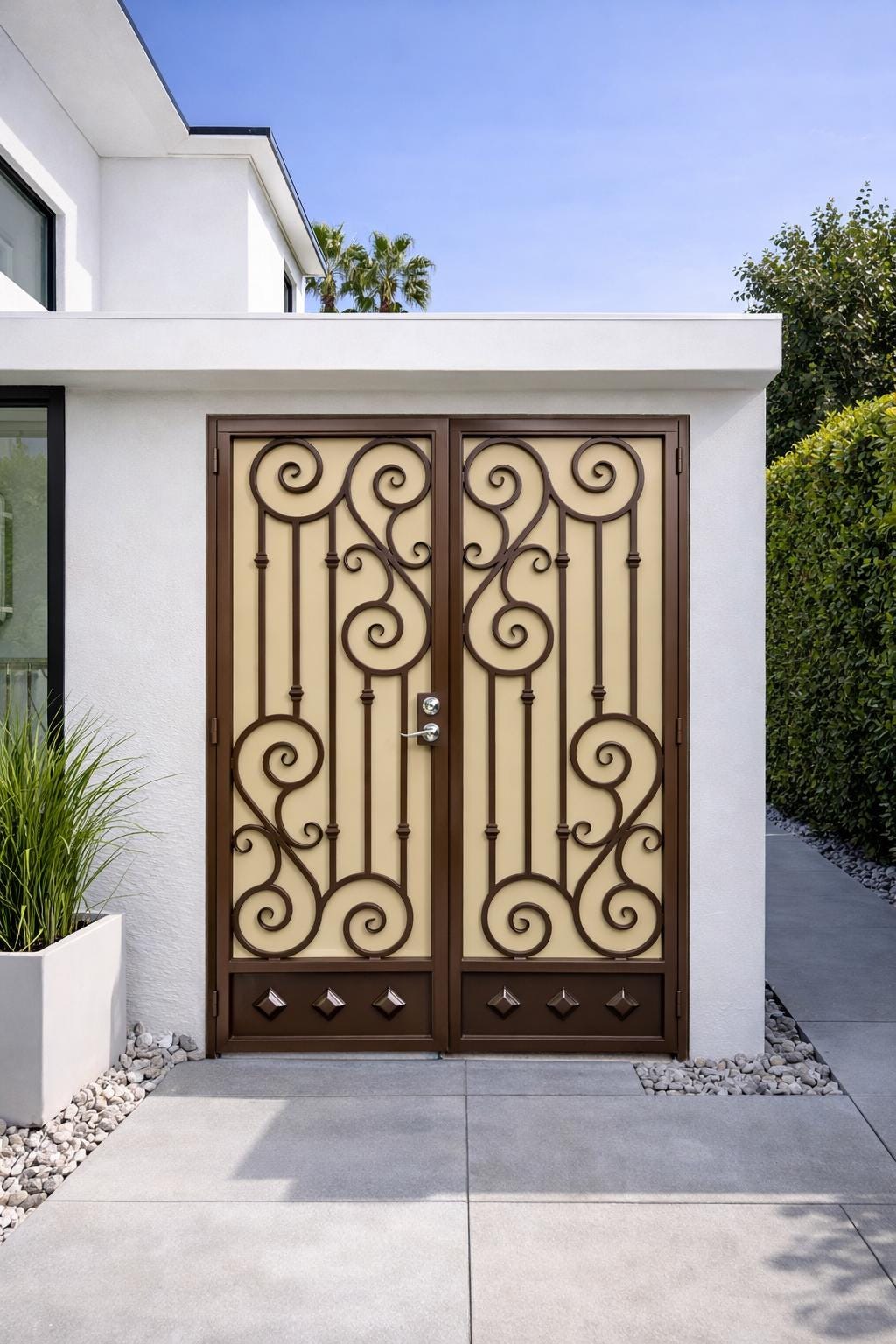 Decorative Double Iron Entry Door: Luxury Wrought Iron Security Gate