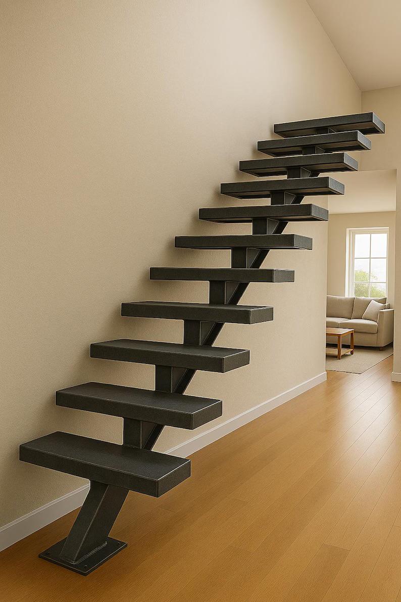 Custom Structural Mono-Stringer Staircase – Modern Floating Steps (Engineered to Code)