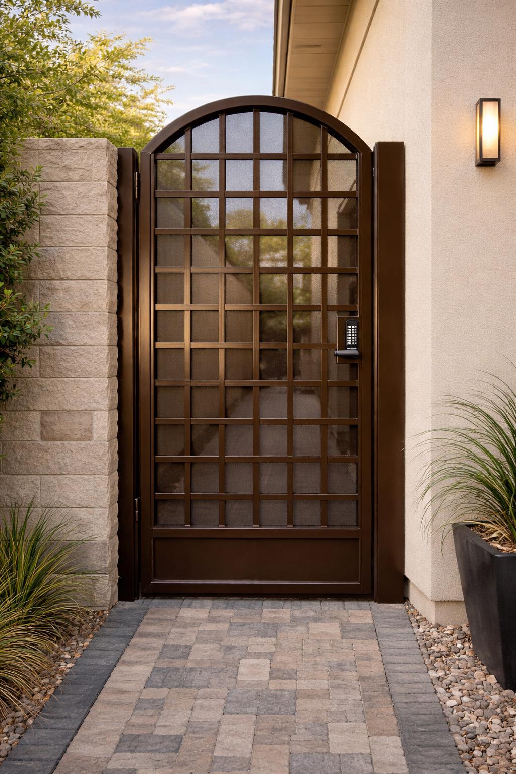 Arched Modern Steel Security Gate | Custom Powder Coated Entry Door
