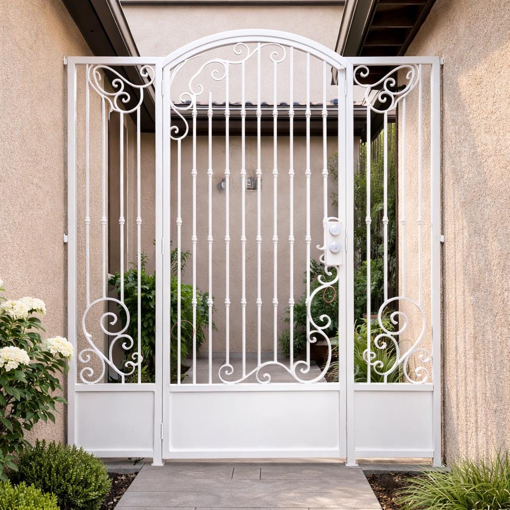 Ardenton Scroll Iron Walkway Gate, Decorative Steel Entry Security Gate