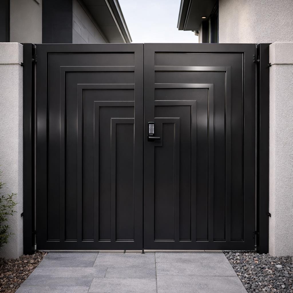 Titan Verge Modern Steel Gate | Geometric Privacy Security Entry Gate