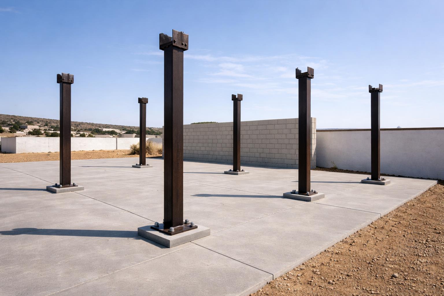 6x6 Steel Pergola Post System with Welded Saddles | Heavy-Duty Base Plates & Fabrication Template Included | Made in USA