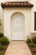 Luxury Arched Wrought Iron Door – Cross Scroll Security Entry Gate Custom Made