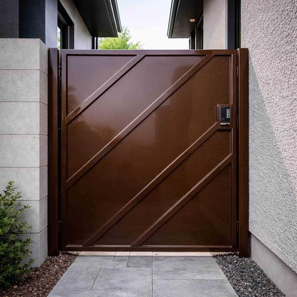 Obsidian Vector Steel Security Gate | Modern Diagonal Panel Privacy Entrance Gate