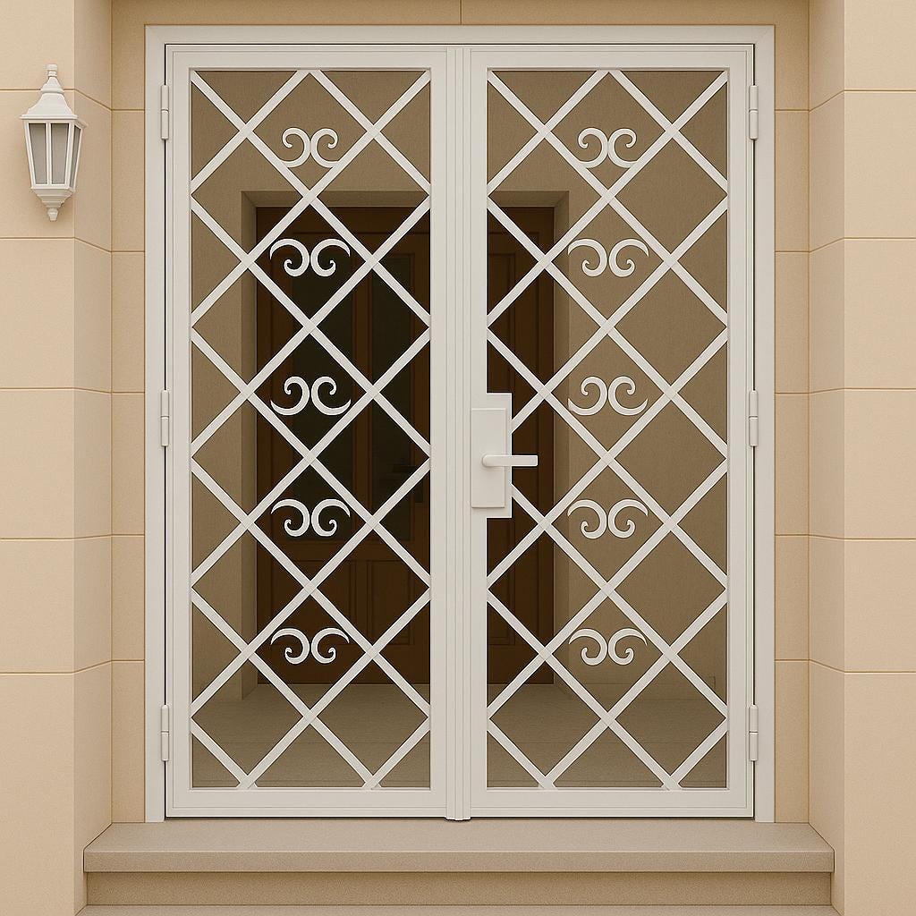 Handmade Wrought Iron Double Security Door: Custom Metal Entry Gate