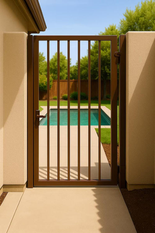 Custom Powder-Coated Steel Pool Gate – ADA Compliant Safety Door