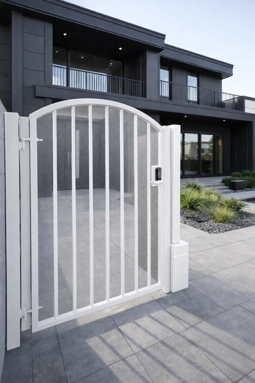 Ardessa Arch Steel Security Gate | Modern Privacy Side Yard Entry Gate