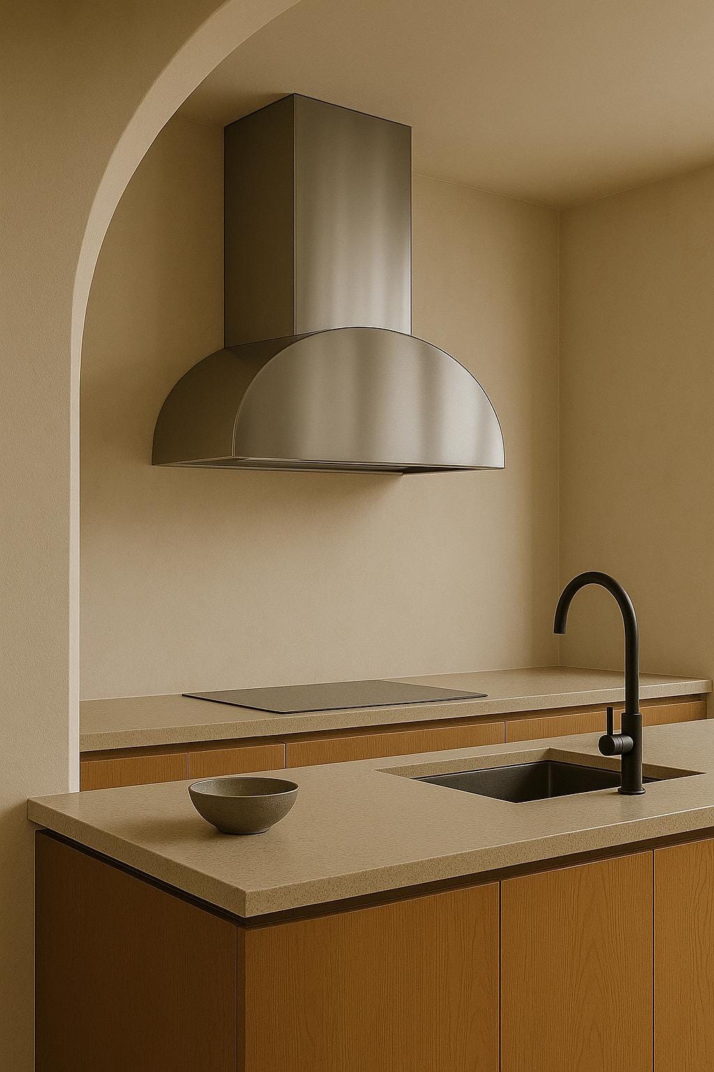 Handmade Modern Steel Range Hood | Matte Black, Brushed Stainless