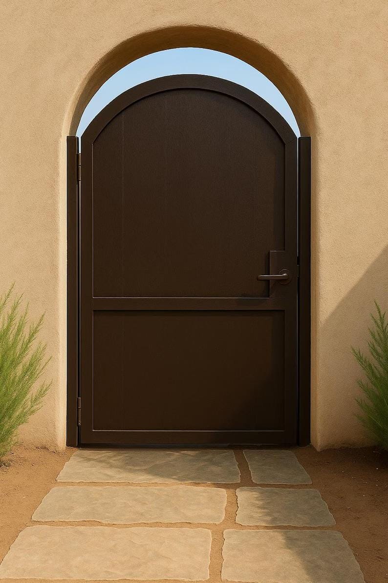 Custom Arched Steel Privacy Gate – Modern Powder-Coated Entry Door