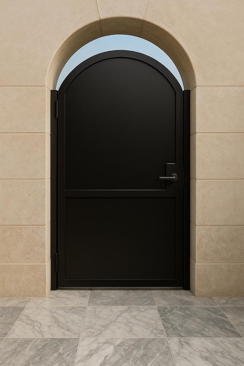 Custom Arched Steel Privacy Gate – Modern Powder-Coated Entry Door