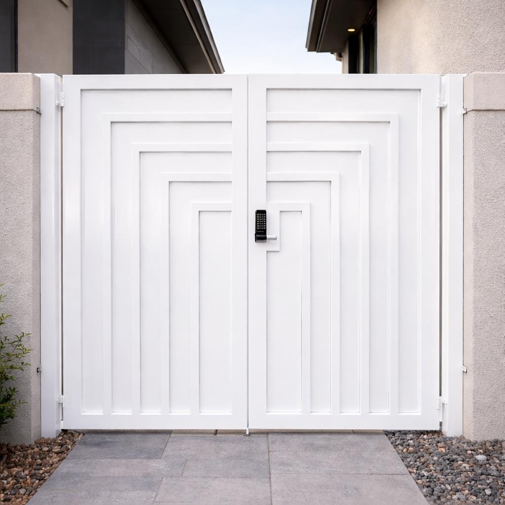 Titan Verge Modern Steel Gate | Geometric Privacy Security Entry Gate