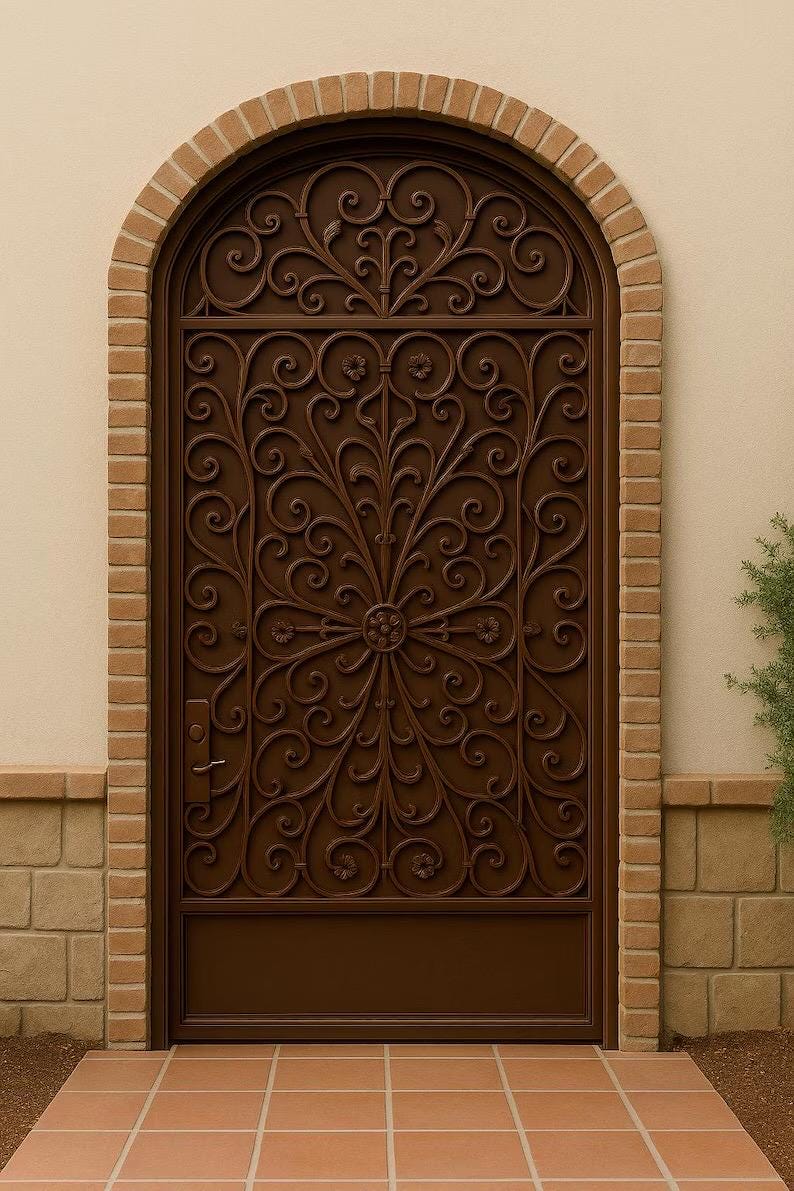 Custom Arched Steel Security Gate | Decorative Scrollwork