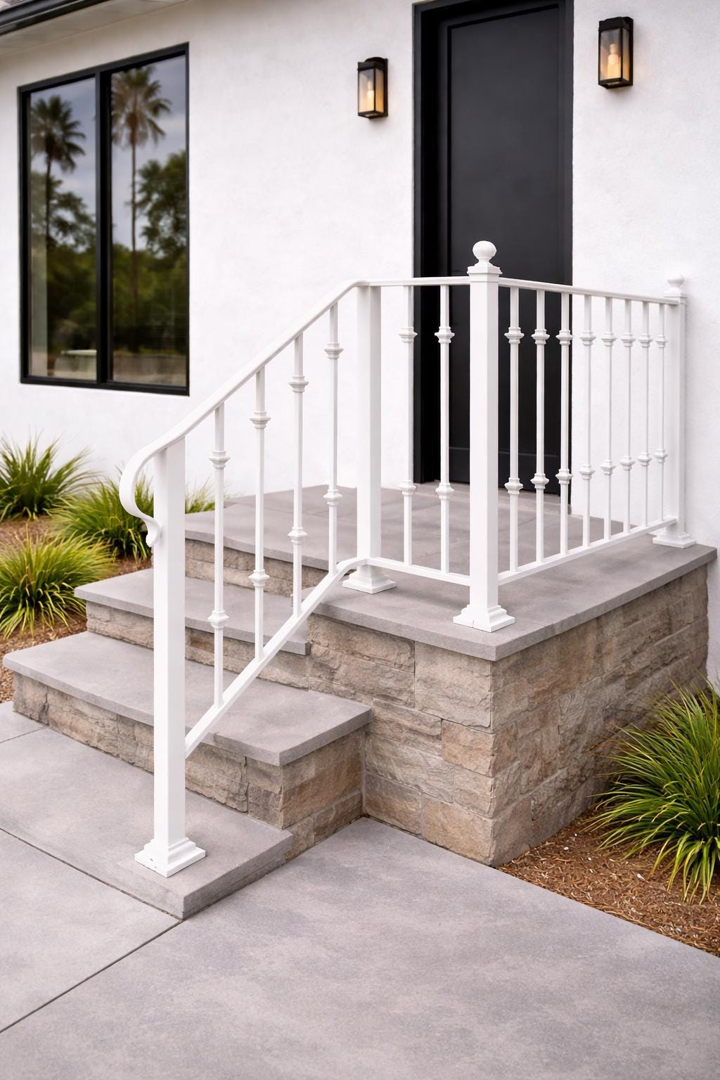 Heritage Crown Landing Handrail, Custom Wrought Iron Stair Railing, Porch Safety Rail, Decorative Outdoor Handrail, Entry Step Metal Railing