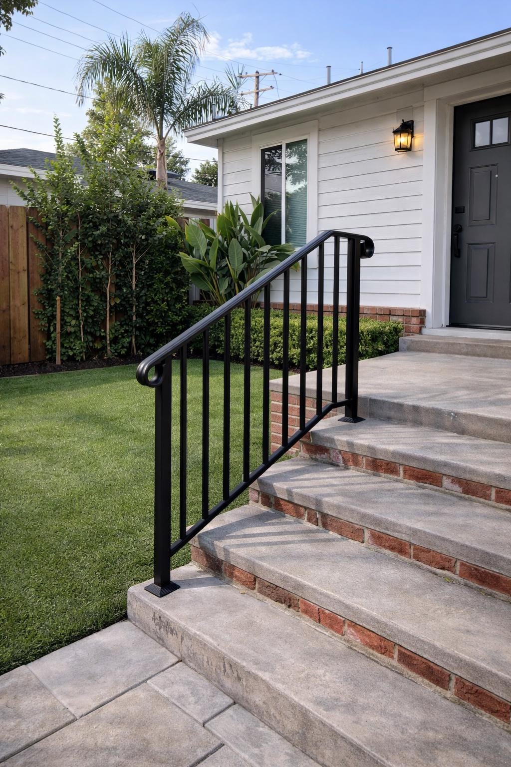 Heritage Classic Stair Handrail, Custom Wrought Iron Railing, Porch Step Rail, Metal Entry Handrail, Outdoor Stair Railing