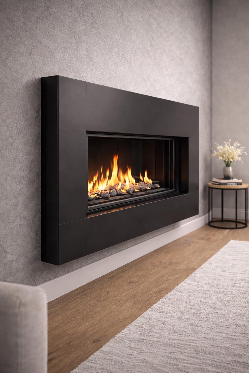 Modern Steel Fireplace Mantel | Minimalist Fireplace Surround | Custom Metal Fireplace Frame | Contemporary Wall Fireplace Mantel