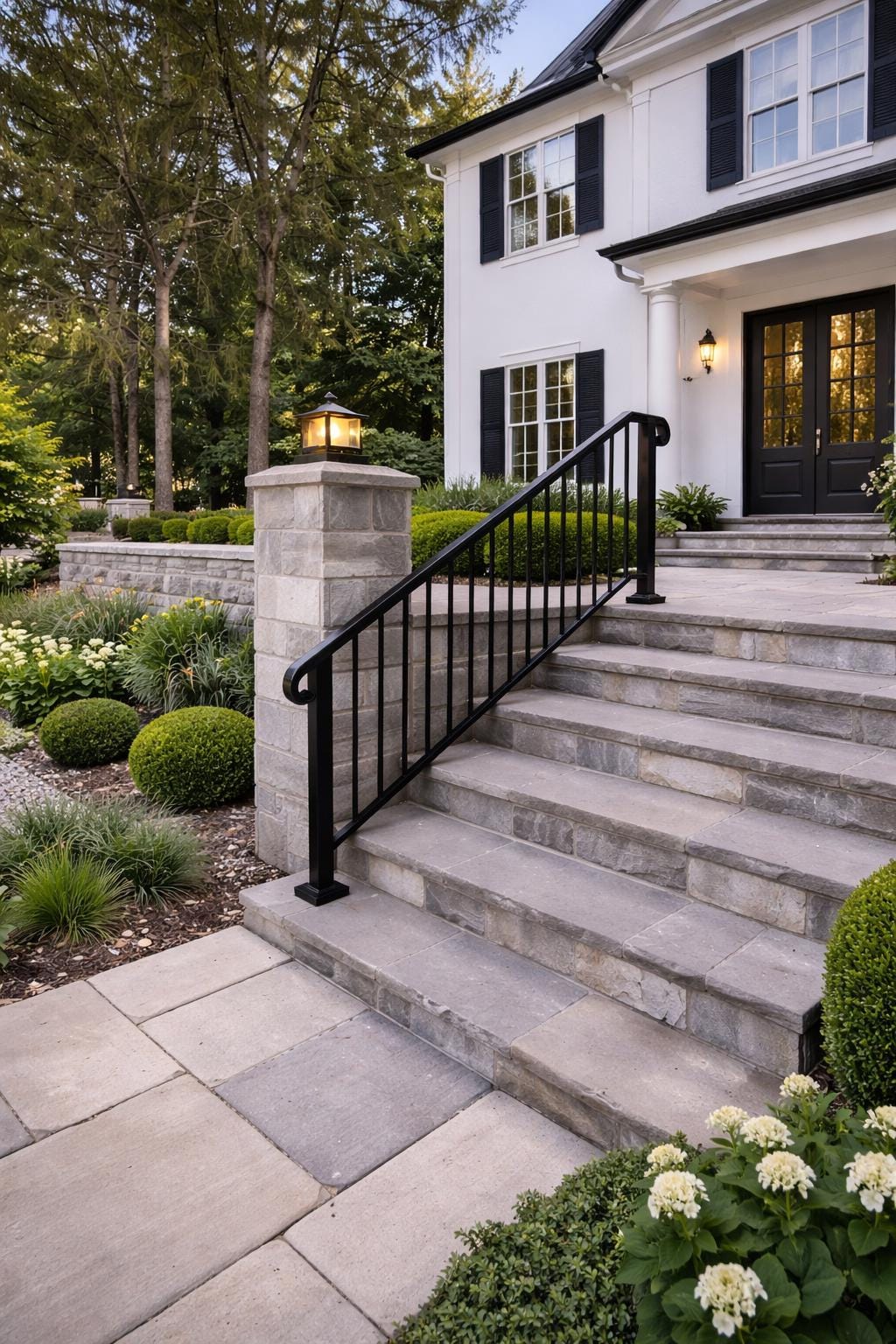 Heritage Classic Stair Handrail, Custom Wrought Iron Railing, Porch Step Rail, Metal Entry Handrail, Outdoor Stair Railing