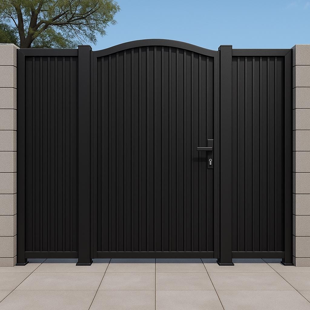 Arched Steel Privacy Gate – Modern Metal Garden Entry Door