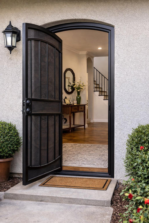 Custom Arched Steel Security Door | Wrought Iron Screen, Heavy Duty