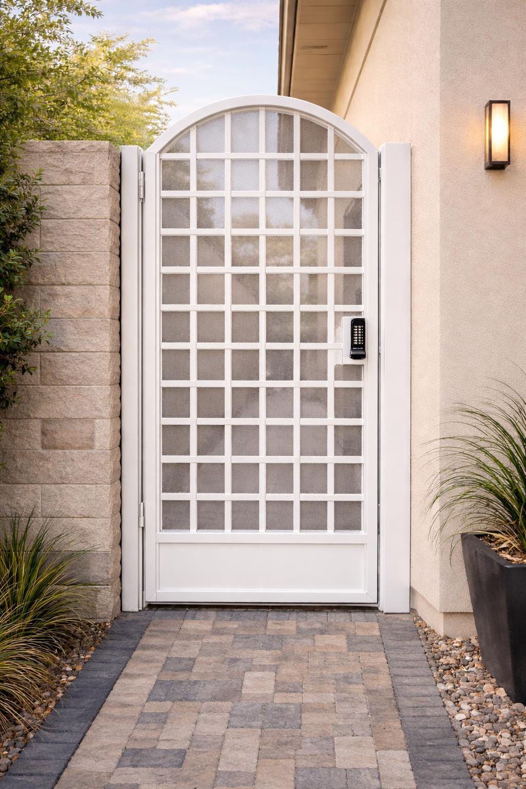 Arched Modern Steel Security Gate | Custom Powder Coated Entry Door