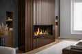 Modern Steel Fireplace Wall – Custom Metal Fireplace Surround, Vertical Slat Feature Wall, Contemporary Steel Fireplace Mantel