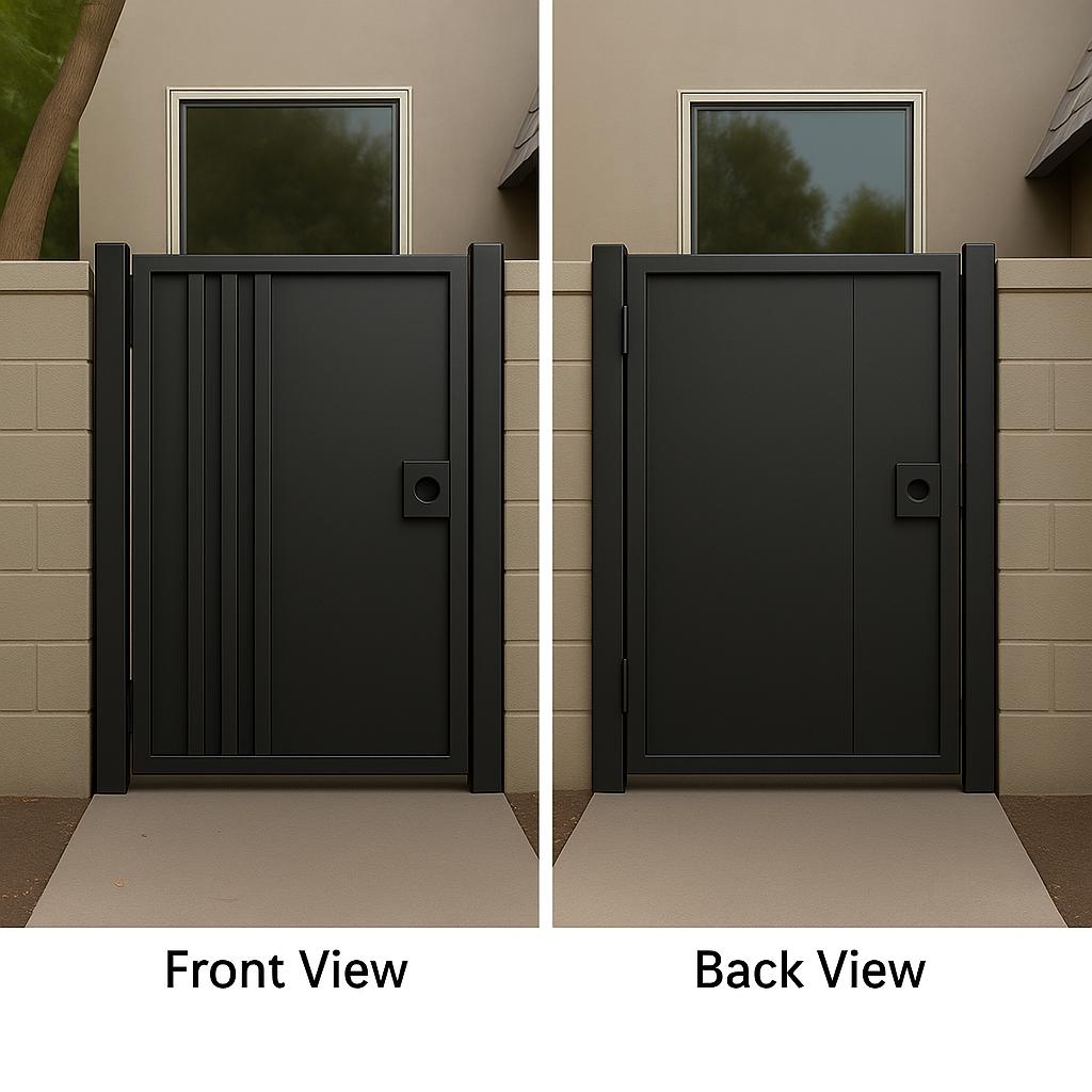Modern Iron Security Gate: Powder Coated Steel Side Door for Block Walls