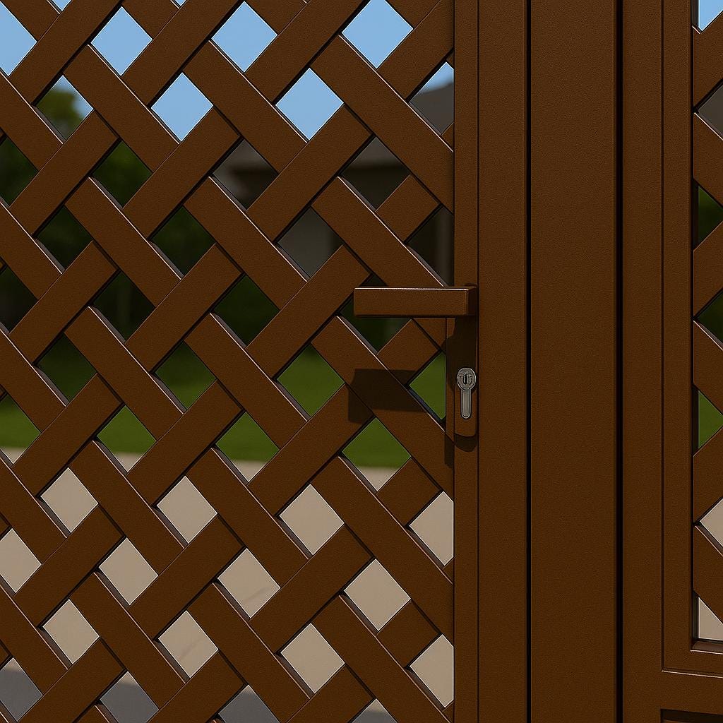 Arched Woven Steel Privacy Gate with Side Panels | Modern Iron Garden Door