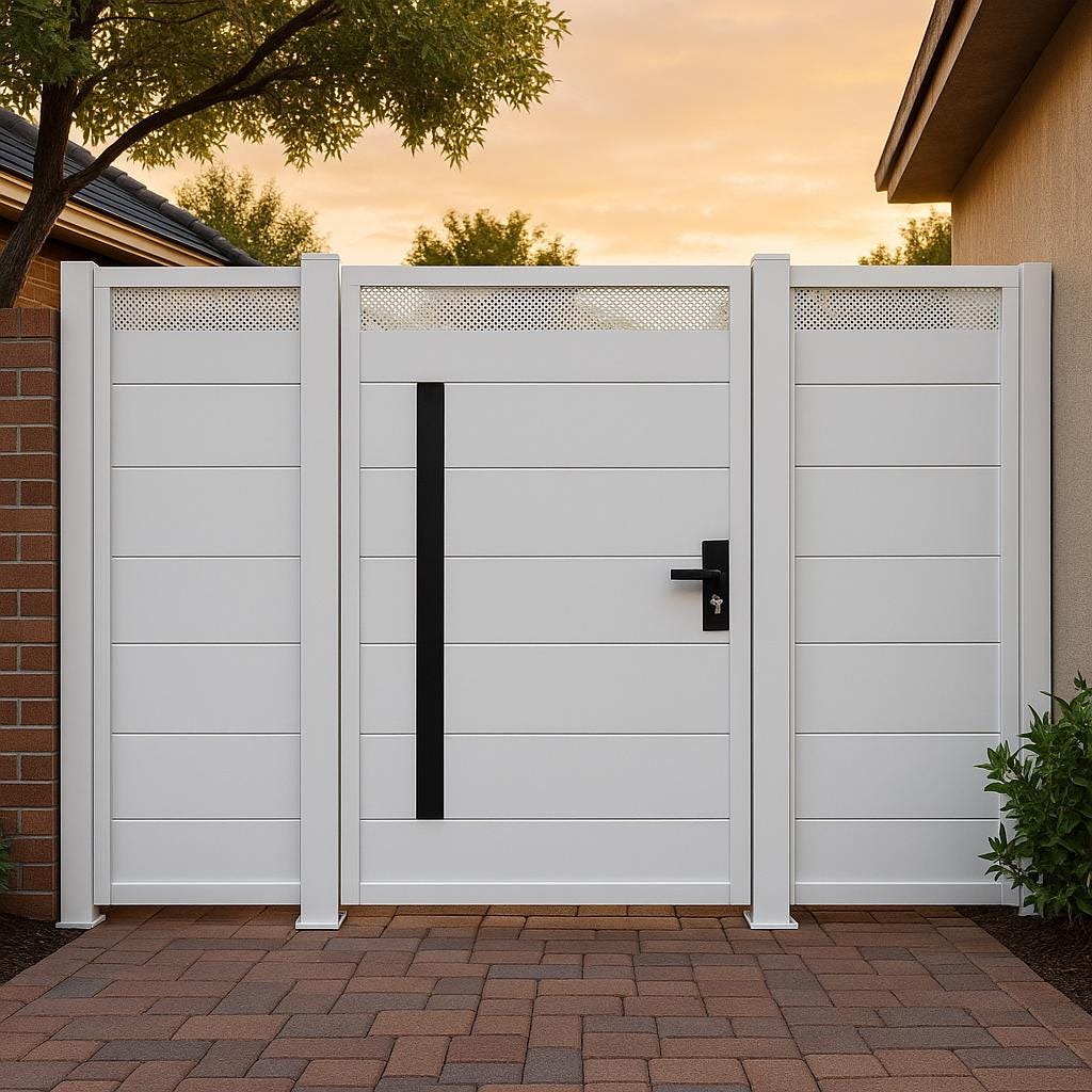Modern Steel Privacy Gate | Perforated Metal Yard Entry
