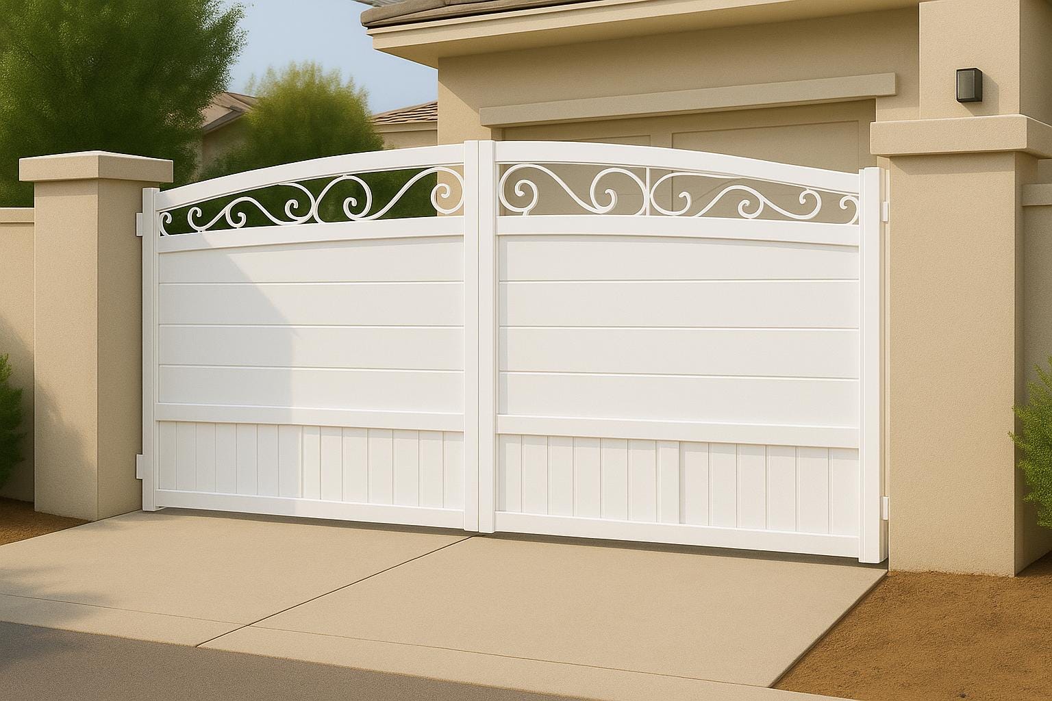 Modern Arched Bifold Driveway Gate | Custom Steel Entrance