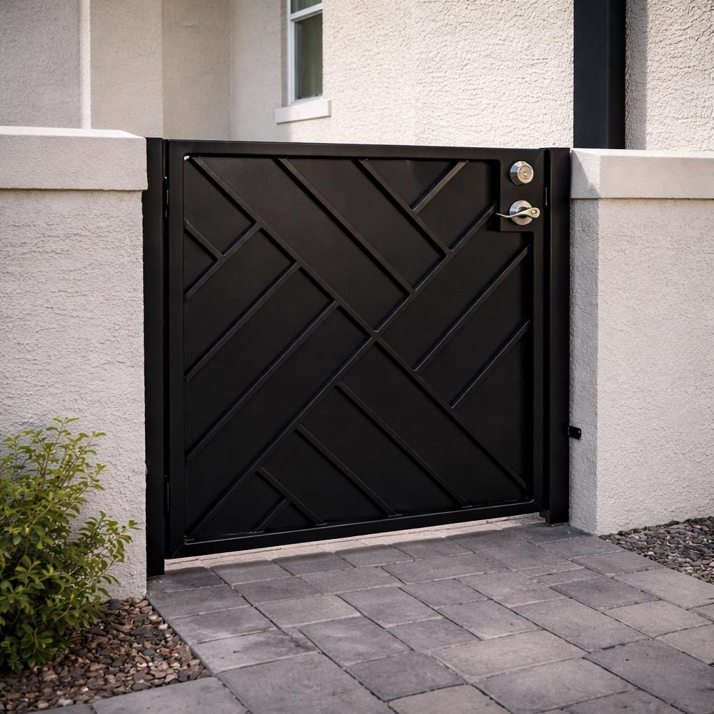 Onyx Gridline Modern Steel Security Gate | Geometric Privacy Entry Gate