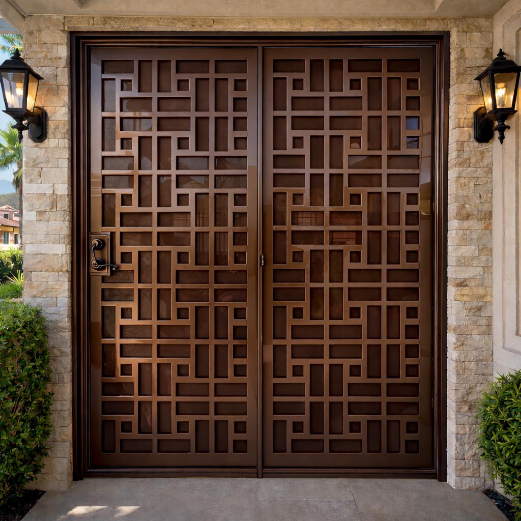 Modern Laser Cut Metal Security Door | Custom Entry Door Installation in Southern California
