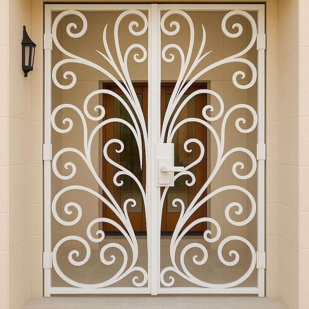 Wrought Iron Security Door: Scrollwork Entry Gate - Custom Size & Color