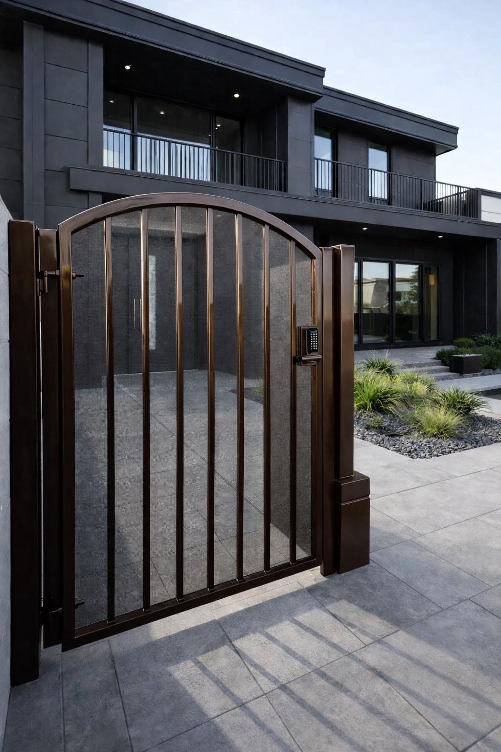 Ardessa Arch Steel Security Gate | Modern Privacy Side Yard Entry Gate