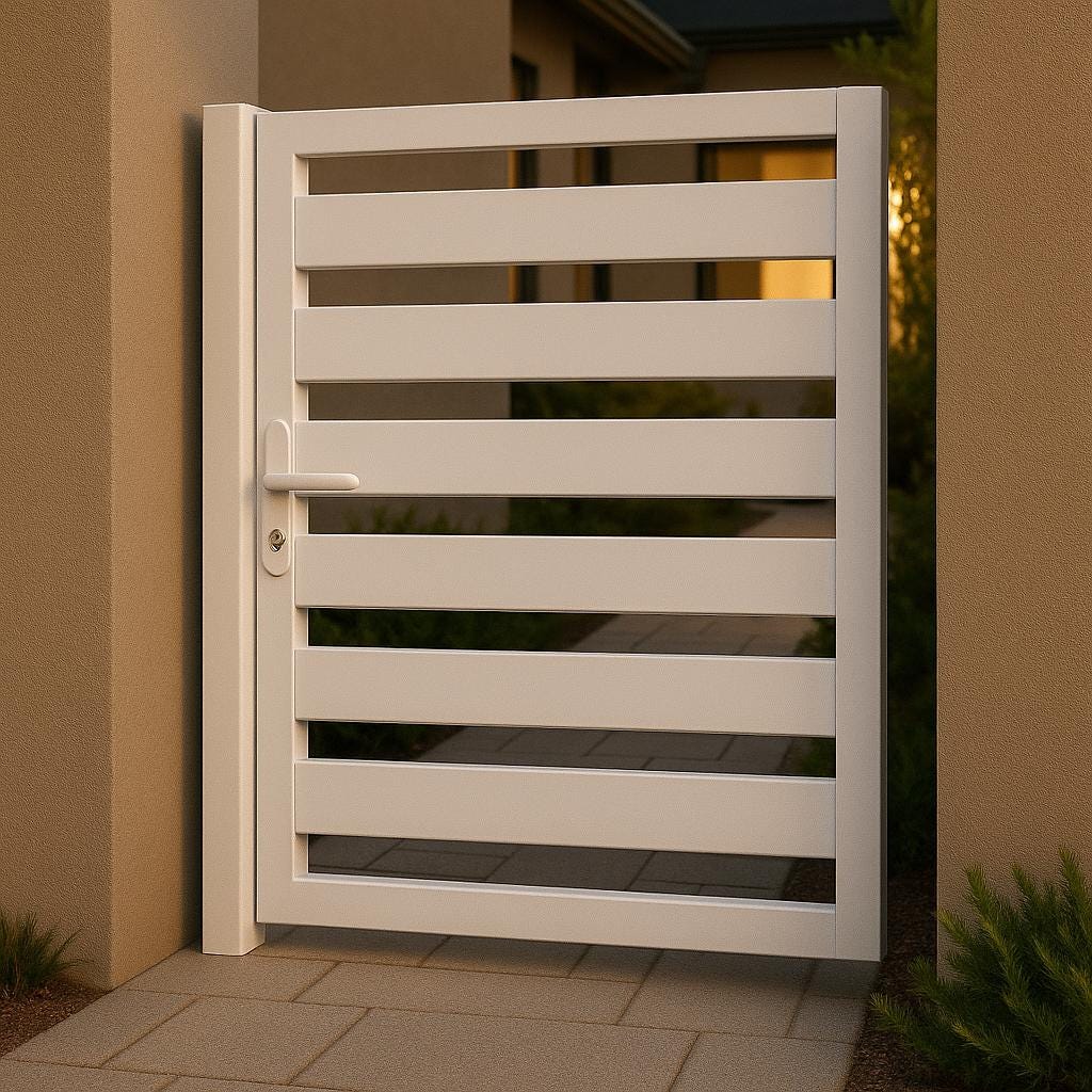Modern Horizontal Slat Steel Gate | Custom Size, Powder-Coated