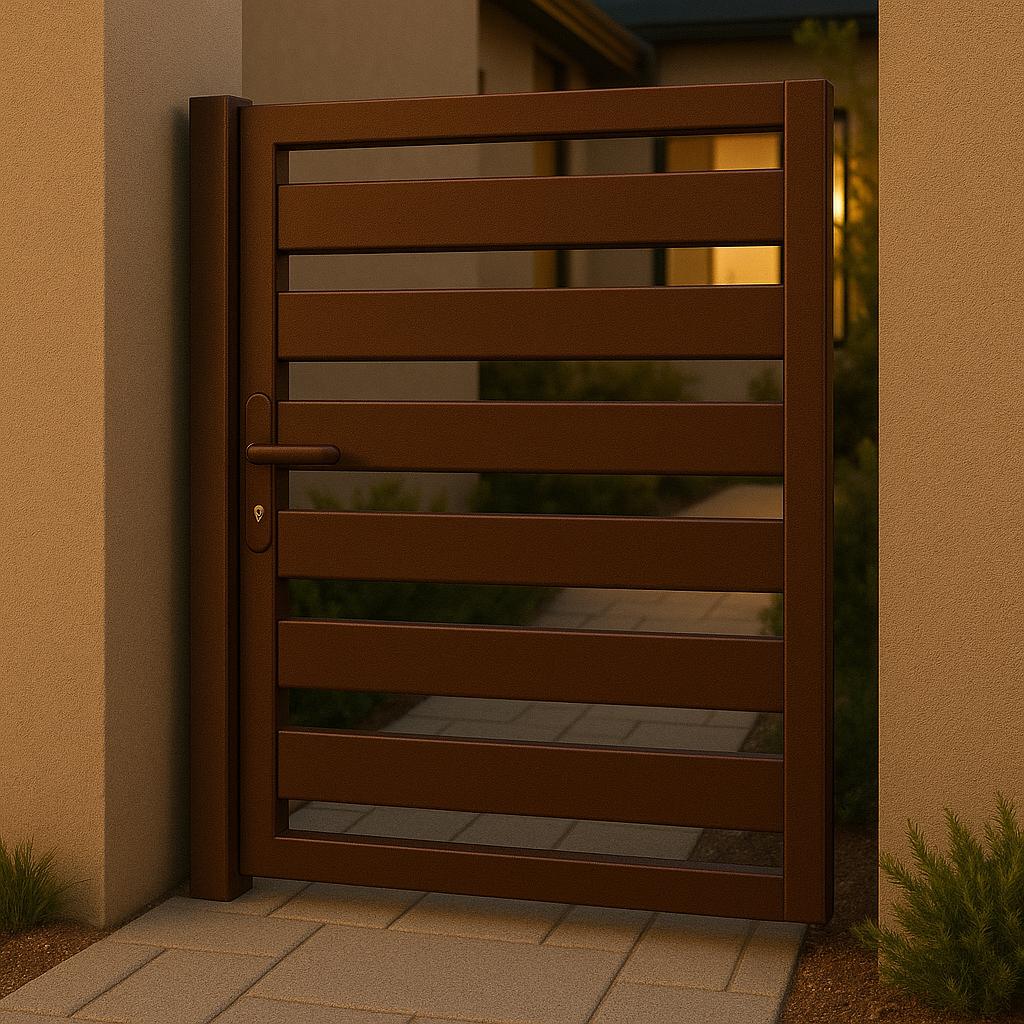 Modern Horizontal Slat Steel Gate | Custom Size, Powder-Coated