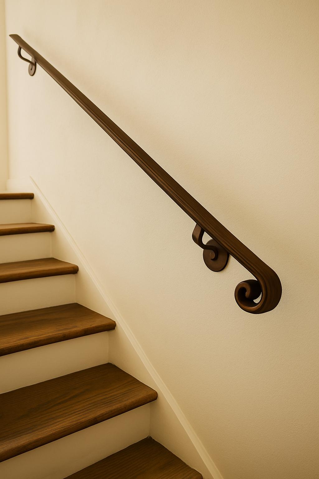 Modern Steel Handrail | Black Metal Wall Mounted Railing, ADA Compliant