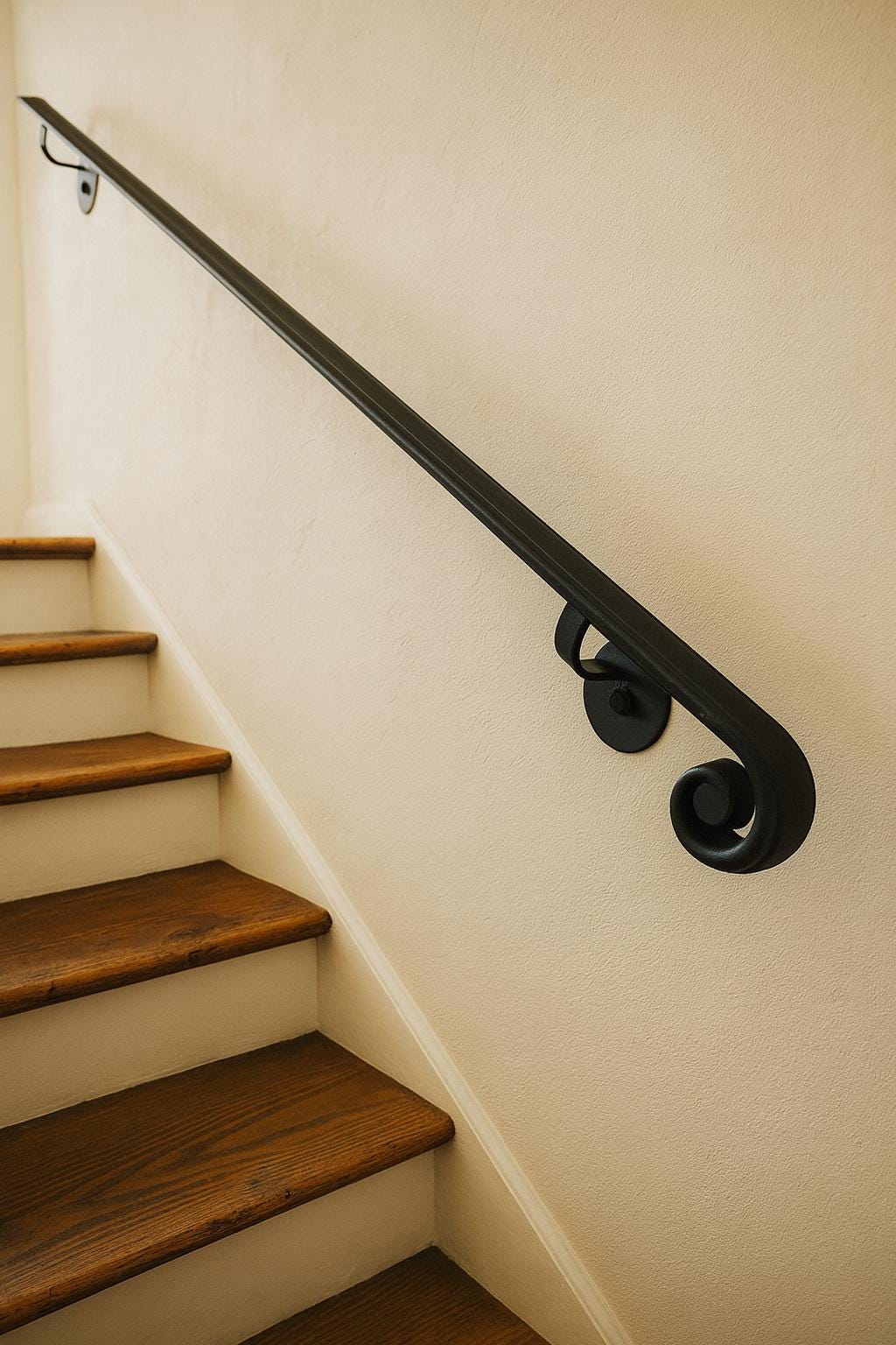 Modern Steel Handrail | Black Metal Wall Mounted Railing, ADA Compliant