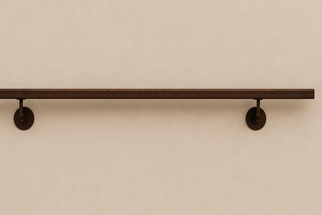 Hammered Steel Handrail | Modern Square End, Indoor Outdoor