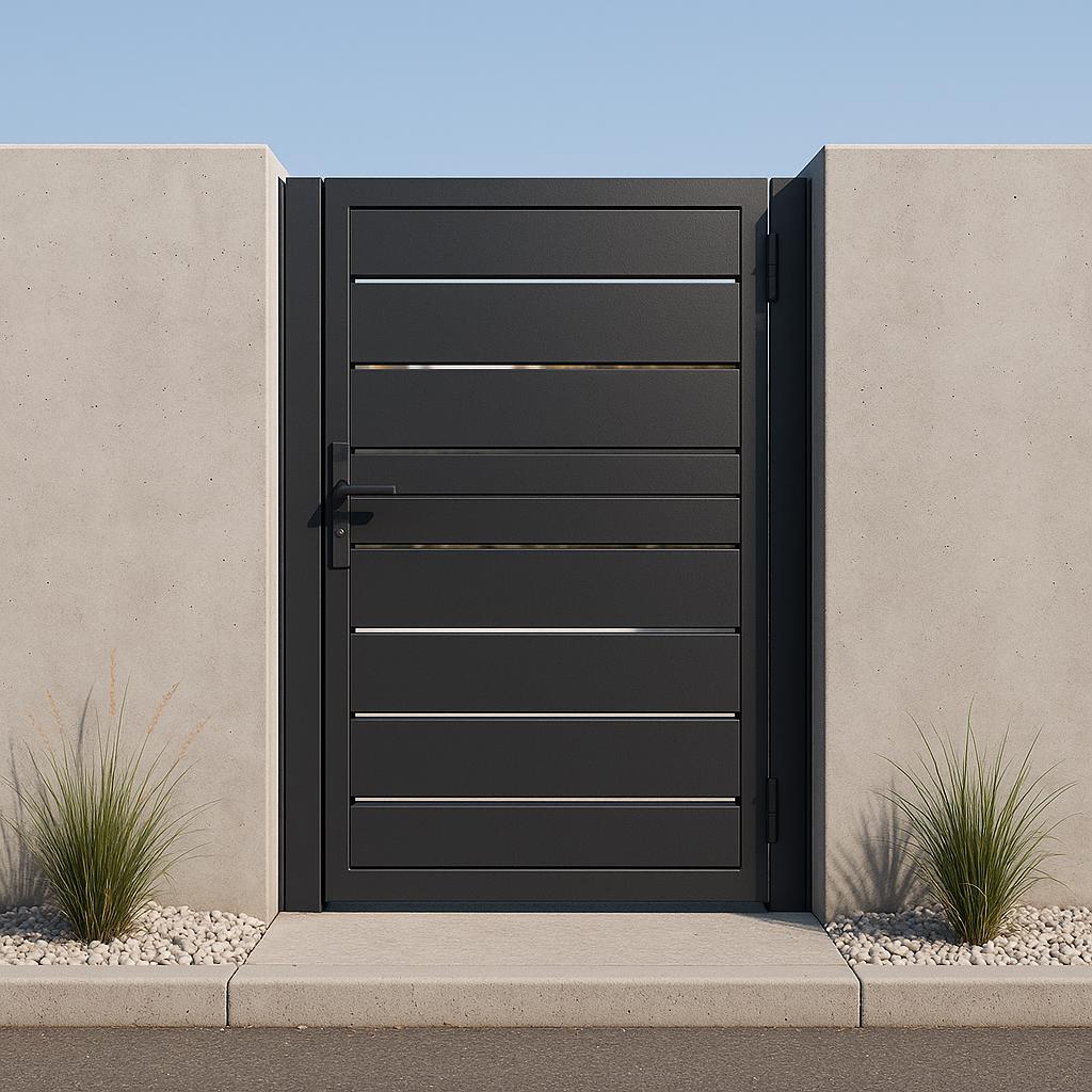 Modern Horizontal Slat Steel Gate | Custom Size, Powder-Coated