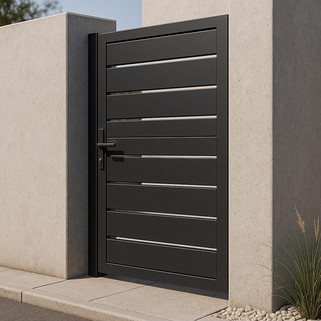 Modern Horizontal Slat Steel Gate | Custom Size, Powder-Coated