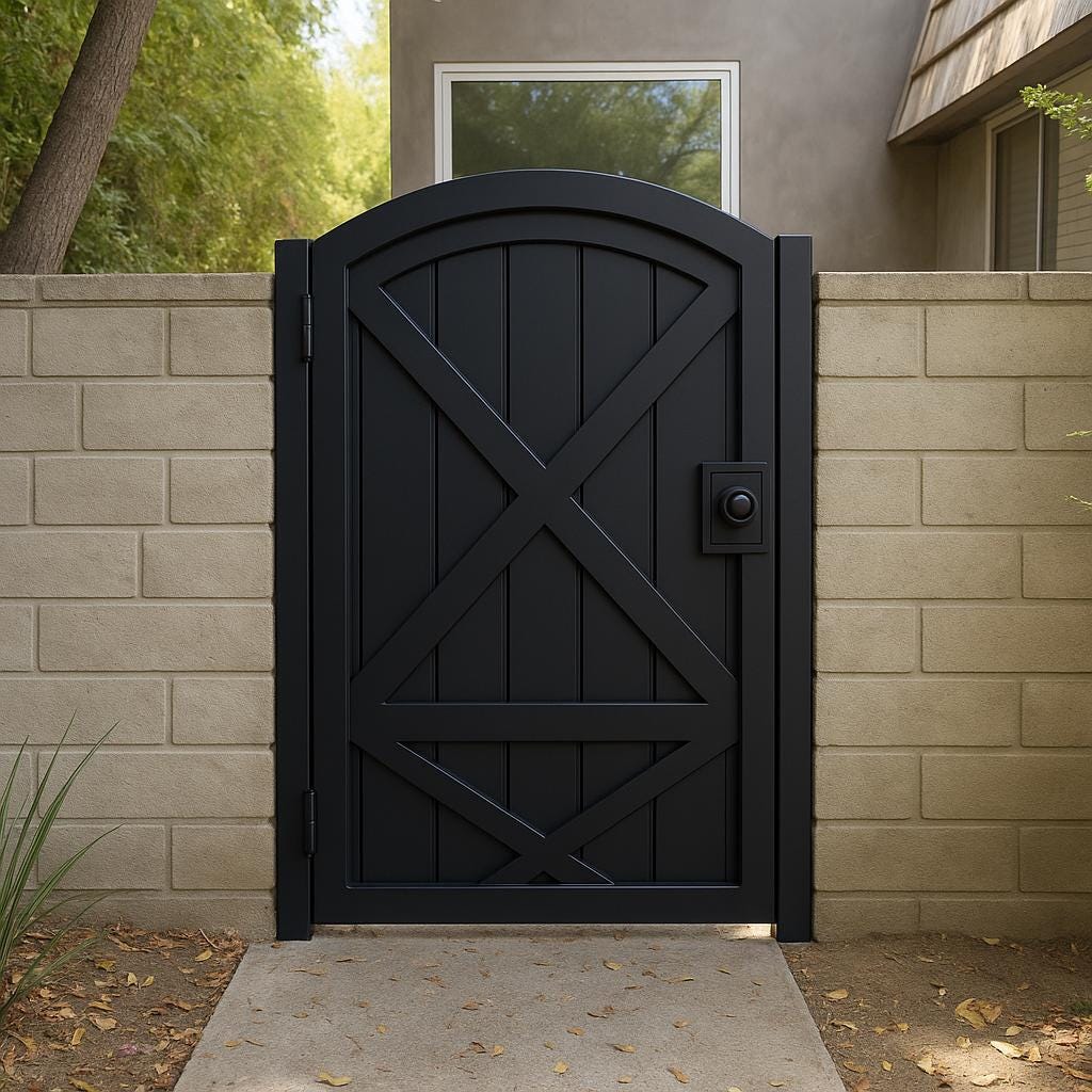 Arched Steel Garden Gate | Modern Privacy Yard Gate | Outdoor Metal Entry Gate | Custom Sizes Available